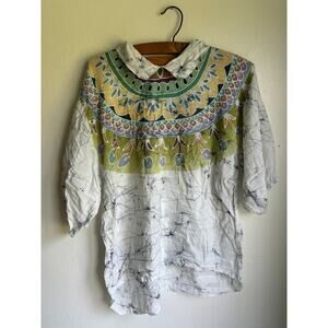 Novica Womens Batik‎ Cotton Tunic Blouse Top Size Medium